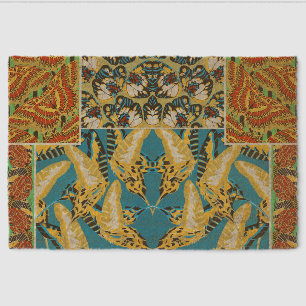 Vibrant Yellow & Teal Art Deco Butterfly Art Fiber Doormat