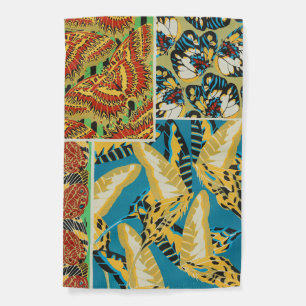 Vibrant Yellow & Teal Art Deco Butterfly Art Garden Flag
