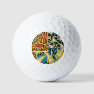 Vibrant Yellow & Teal Art Deco Butterfly Art Golf Balls