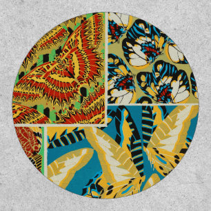 Vibrant Yellow & Teal Art Deco Butterfly Art Patch