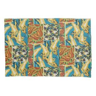 Vibrant Yellow & Teal Art Deco Butterfly Art Pillow Case