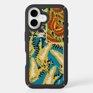 Vibrant Yellow & Teal Art Deco Butterfly Art iPhone 16 Case