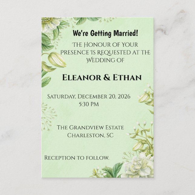 Vibrant Yellow Tulip & Ranunculus Formal Wedding I Enclosure Card (Front)