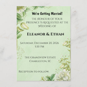 Vibrant Yellow Tulip & Ranunculus Formal Wedding I Invitation