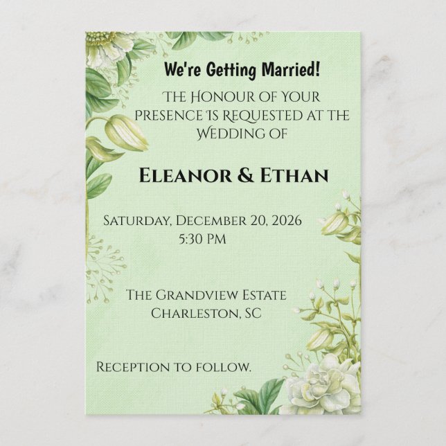 Vibrant Yellow Tulip & Ranunculus Formal Wedding I Invitation (Front)