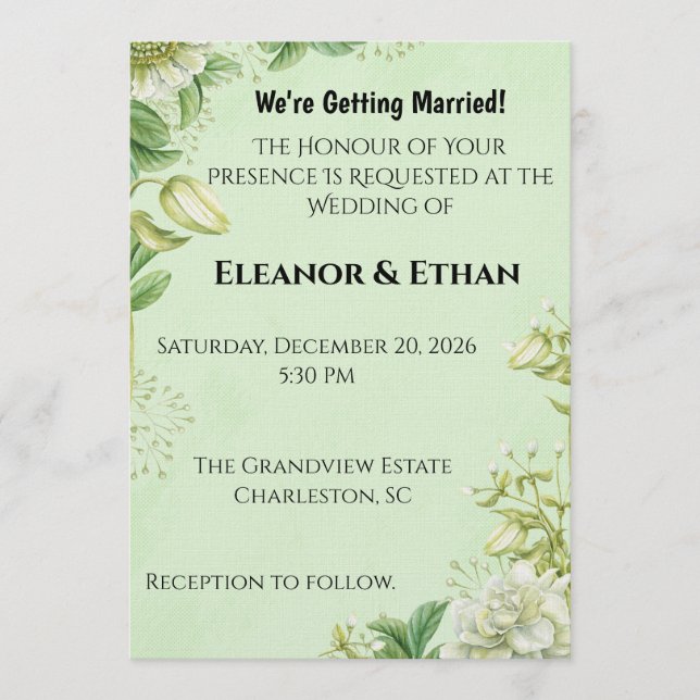 Vibrant Yellow Tulip & Ranunculus Formal Wedding I Invitation (Front)