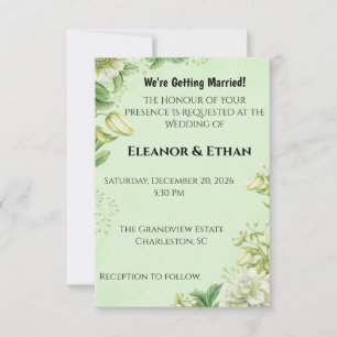 Vibrant Yellow Tulip & Ranunculus Formal Wedding I RSVP Card