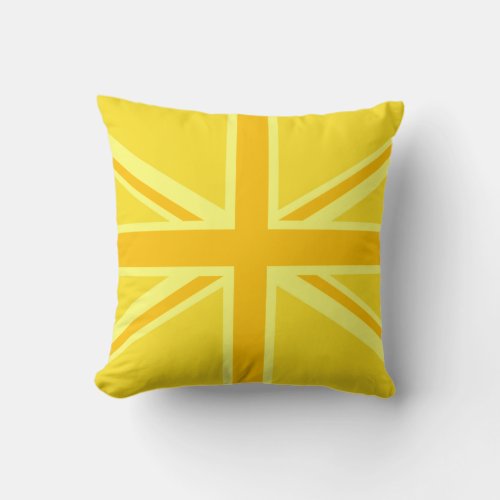 Vibrant Yellow Union Jack Throw Pillow