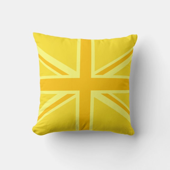 Vibrant Yellow Union Jack Throw Pillow (Front)