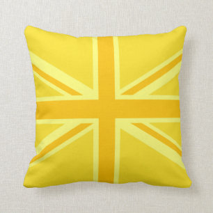 Vibrant Yellow Union Jack Throw Pillow