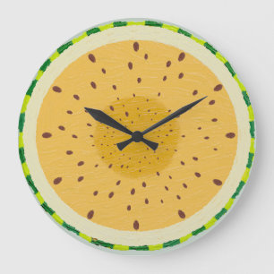 Vibrant Yellow Watermelon Slice Painted Fruit Large Clock