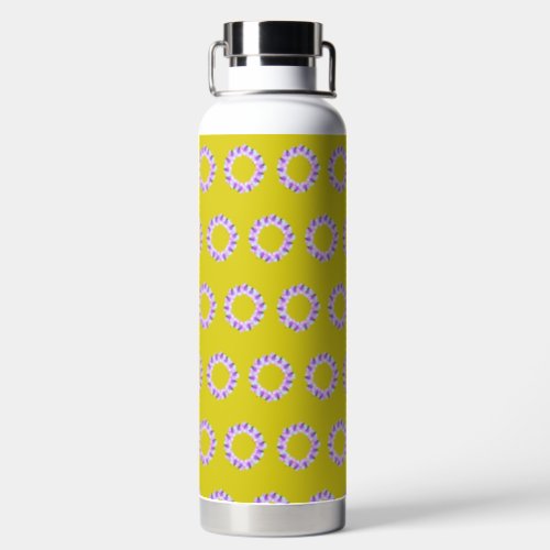 Vibrant yellow with floral design  water bottle