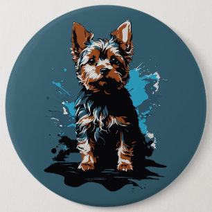 Vibrant Yorkshire Terrier Splash Art Button