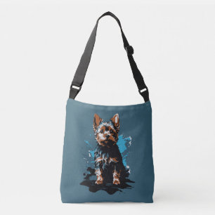 Vibrant Yorkshire Terrier Splash Art Crossbody Bag