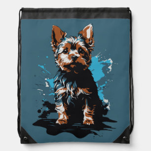 Vibrant Yorkshire Terrier Splash Art Drawstring Bag