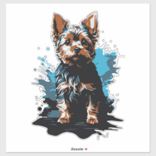 Vibrant Yorkshire Terrier Splash Art Sticker