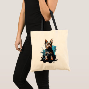 Vibrant Yorkshire Terrier Splash Art Tote Bag