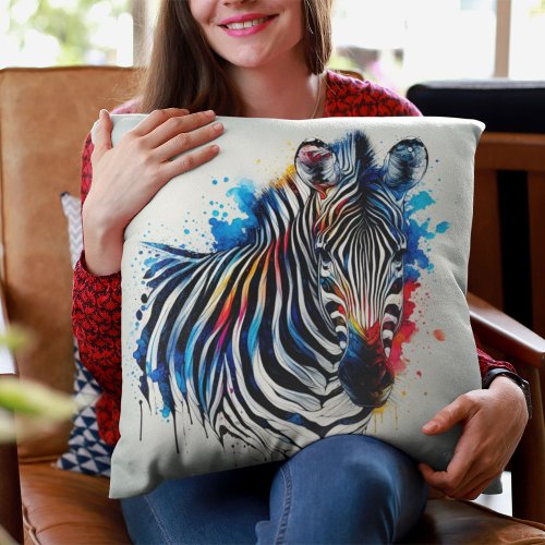Vibrant Zebra Pillow Safari Pillow Bright Colors Throw Pillow