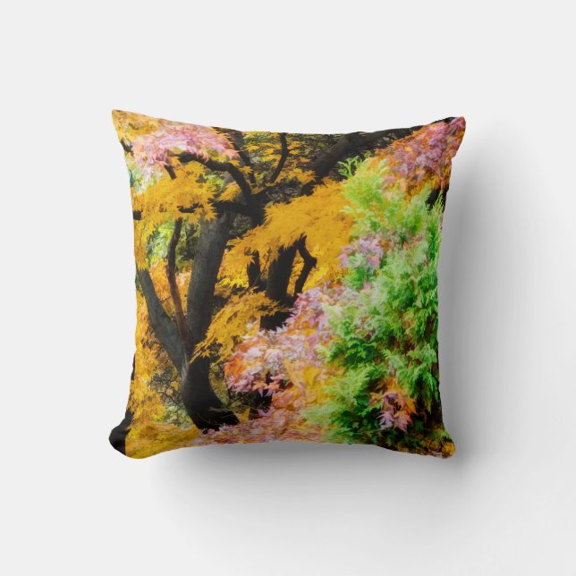 Vibrant Zen Garden Throw Pillow (Front)