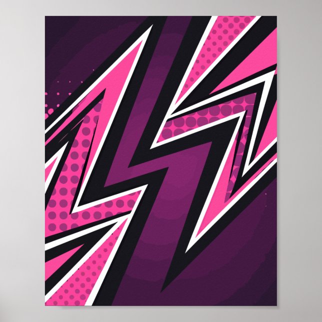 Vibrant Zigzag in Pink and Purple Poster (Front)