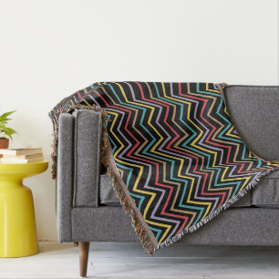 Vibrant ZigZag Symphony A Burst of Colorful Energy Throw Blanket