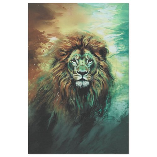 Vibrantly Colored African Lion Decoupage Tissue Paper