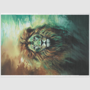 Vibrantly Colored African Lion Decoupage Tissue Paper