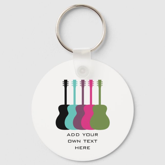 Vibrantly Colored Guitars Keychain (Front)