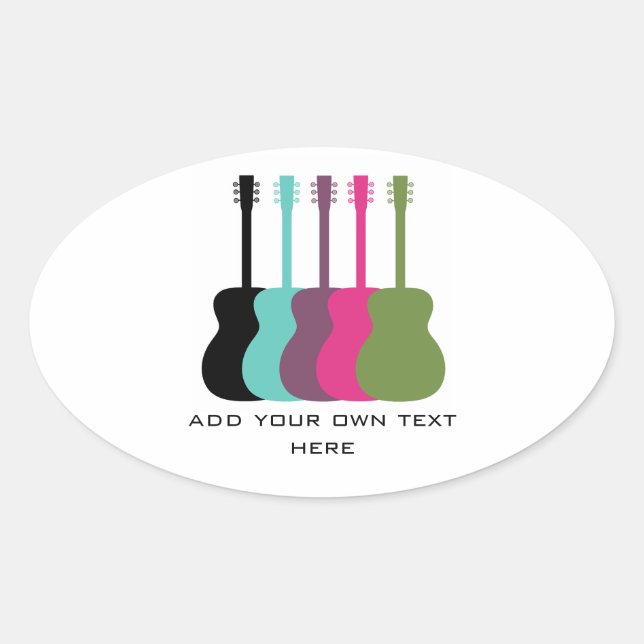 Vibrantly Colored Guitars Oval Stickers (Front)