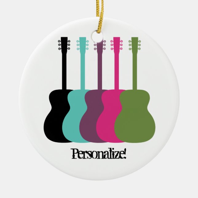 Vibrantly Colored Guitars Round Ornament (Front)