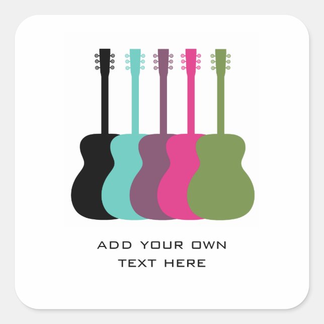 Vibrantly Colored Guitars Square Stickers (Front)