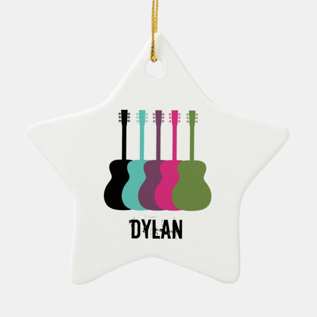 Vibrantly Colored Guitars Star Ornament (Front)