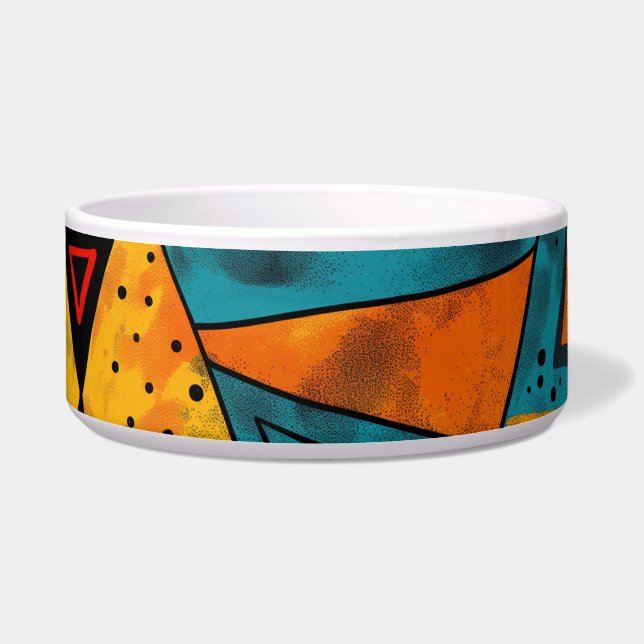Vibrantly colorful triangles with tribal patterns bowl (Front)