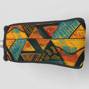 Vibrantly colorful triangles with tribal patterns golf head cover