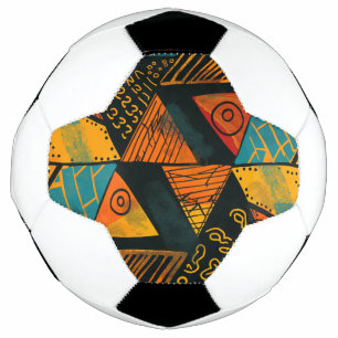 Vibrantly colorful triangles with tribal patterns soccer ball