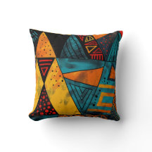 Vibrantly colorful triangles with tribal patterns