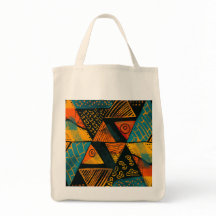 Vibrantly colorful triangles with tribal patterns