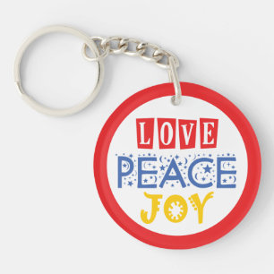 Vibrants Color and Words: Love Peace Joy Keychain