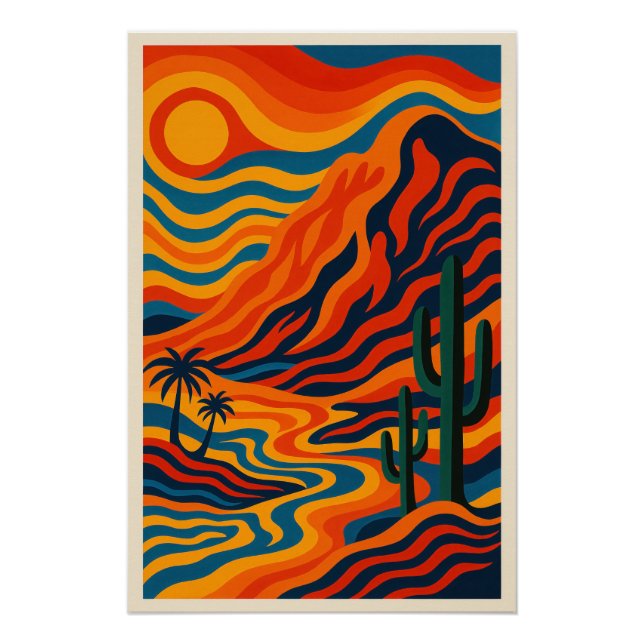 Vibrating Abstract Desert Landscape Poster (Front)