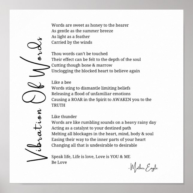 Vibration of words awakening poem poster wall art  (Front)