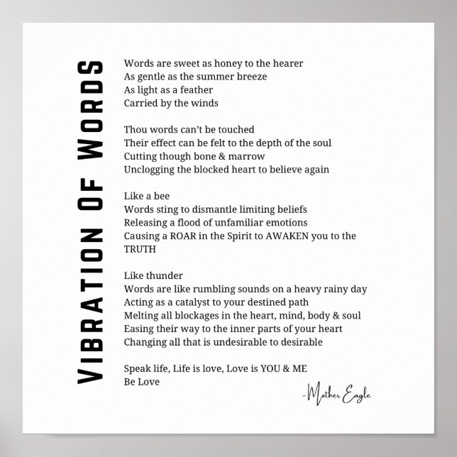 Vibration of words awakening poem poster wall art  (Front)