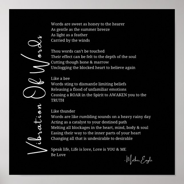 Vibration of words awakening poem poster wall art  (Front)