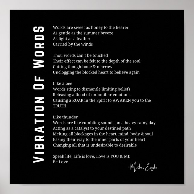 Vibration of words awakening poem poster wall art  (Front)