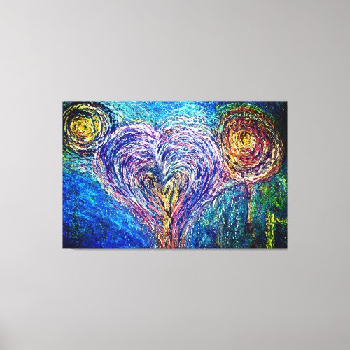 Vibrational Heart Oil Pastel Wrapped Canvas