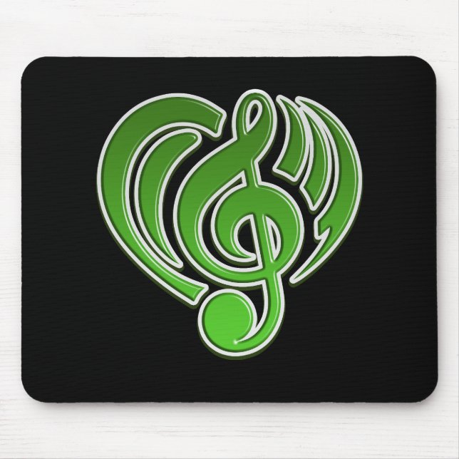 Vibrations Musical Love Green Heart Music Note DJ Mouse Pad (Front)