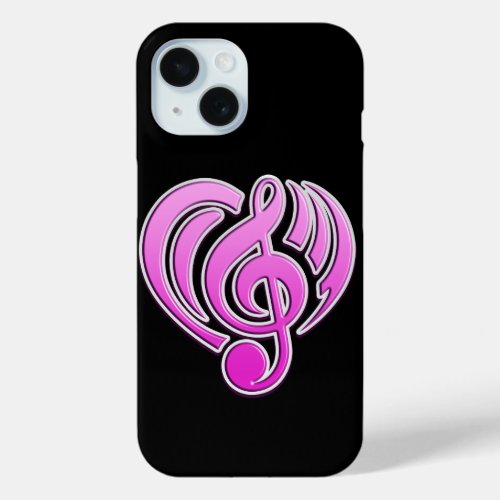 Vibrations Musical Love Pink Heart Music Note DJ iPhone 15 Case