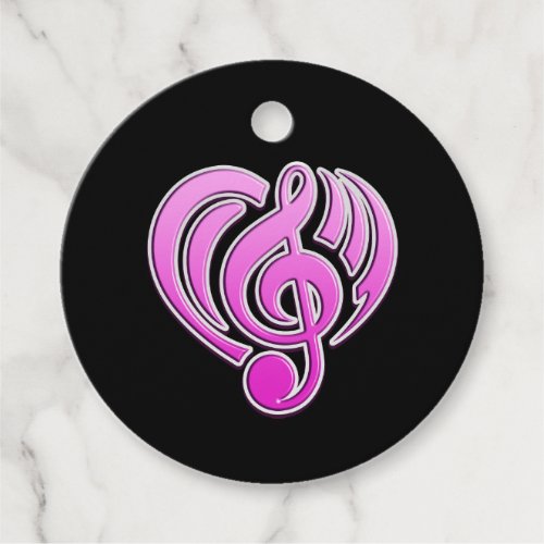 Vibrations Musical Love Pink Heart Music Note DJ Favor Tags