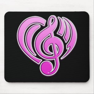 Vibrations Musical Love Pink Heart Music Note DJ Mouse Pad