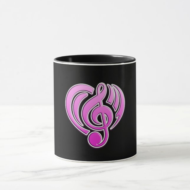 Vibrations Musical Love Pink Heart Music Note DJ Mug (Center)