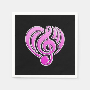 Vibrations Musical Love Pink Heart Music Note DJ Napkins